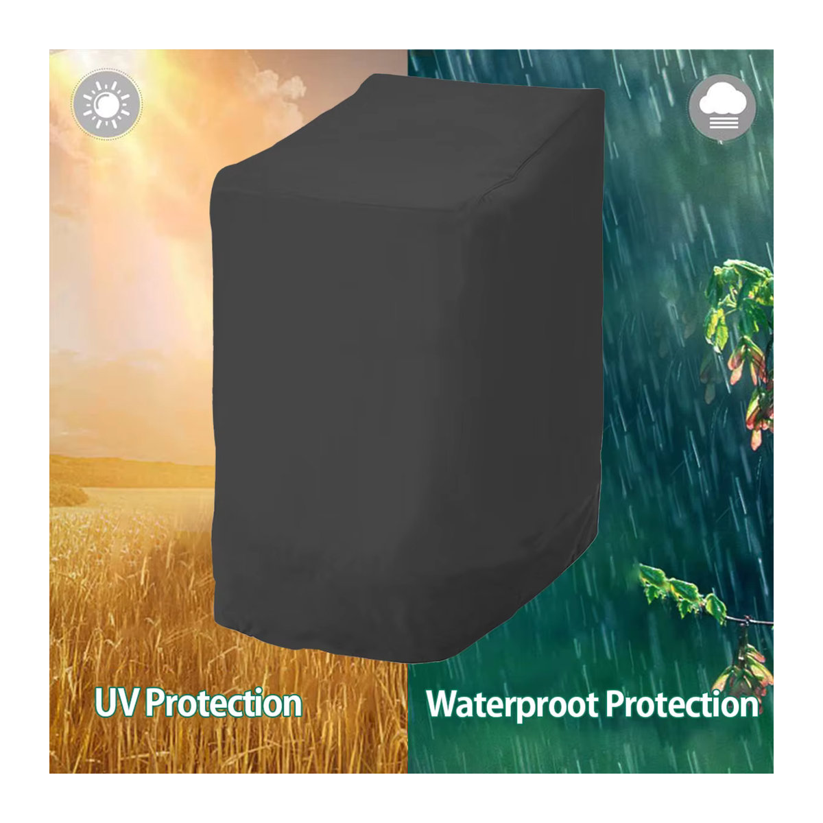 Wasserdichte Schutzhülle für gestapelte Stühle, UV-beständiger und windfester Gartenmöbel-Schutzbezug in Schwarz - Bild 3