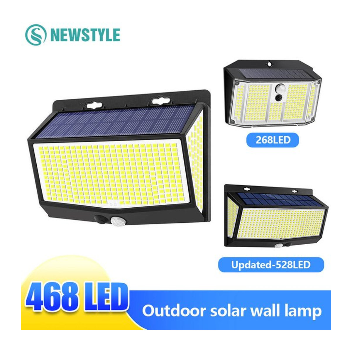 Wasserdichte Solar-Bewegungsmelder-Wandleuchten mit LED in Schwarz im minimalistischen Design für Garten, Terrasse und Außenbereich - Bild 1