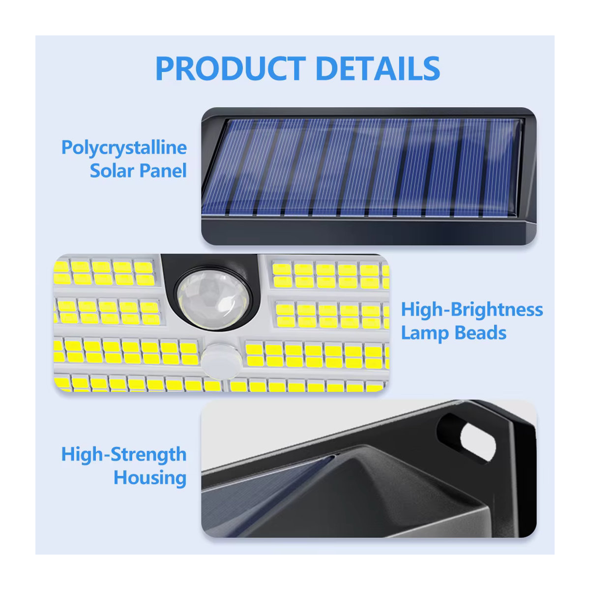 Wasserdichte Solar-Bewegungsmelder-Wandleuchten mit LED in Schwarz im minimalistischen Design für Garten, Terrasse und Außenbereich - Bild 5