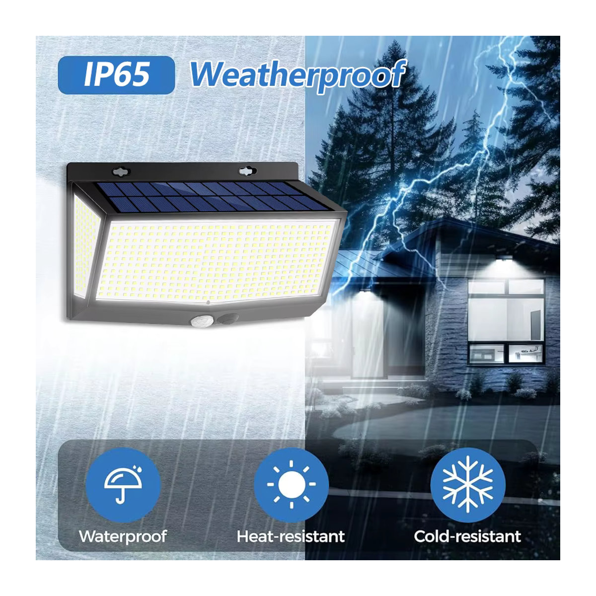 Wasserdichte Solar-Bewegungsmelder-Wandleuchten mit LED in Schwarz im minimalistischen Design für Garten, Terrasse und Außenbereich - Bild 6