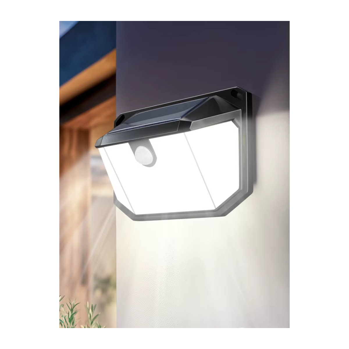 Wasserdichte Solar-Bewegungsmelder-Wandleuchten mit LED in Schwarz im minimalistischen Design für Garten, Terrasse und Außenbereich - Bild 7