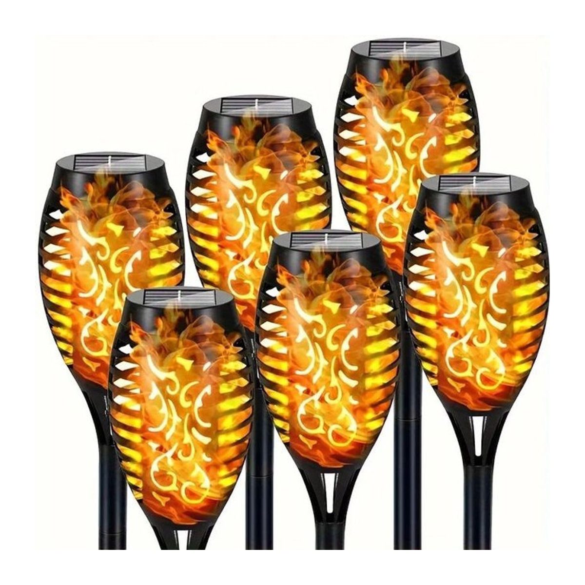 Wasserdichte Solar-Flammenfackel mit LED-Flackereffekt für die Garten-Dekoration in Schwarz - Bild 1