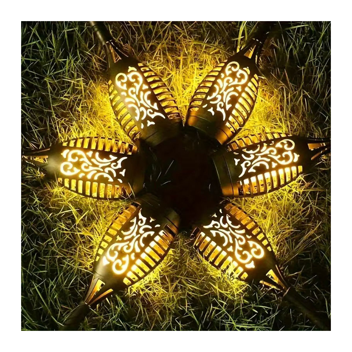 Wasserdichte Solar-Flammenfackel mit LED-Flackereffekt für die Garten-Dekoration in Schwarz - Bild 3