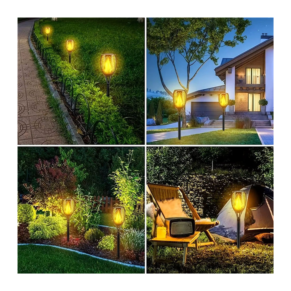 Wasserdichte Solar-Flammenfackel mit LED-Flackereffekt für die Garten-Dekoration in Schwarz - Bild 4