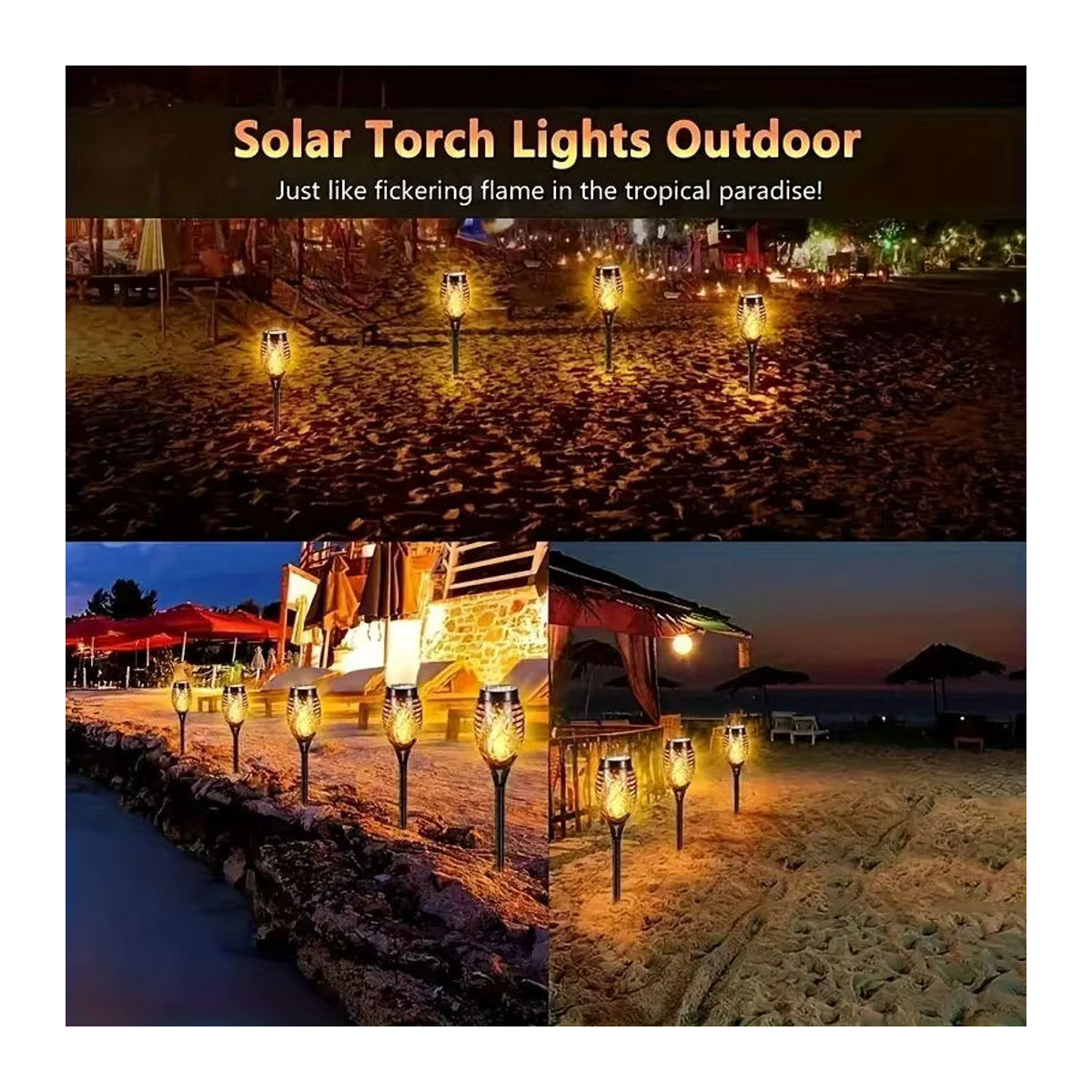 Wasserdichte Solar-Flammenfackel mit LED-Flackereffekt für die Garten-Dekoration in Schwarz - Bild 5