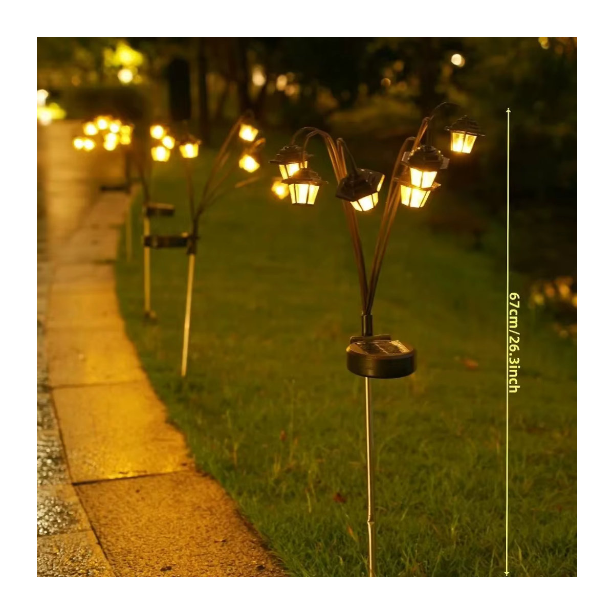 Wasserdichte Solar-Gartenleuchte im Retro-Design mit 6 LED als dekorative Außenlampe in Schwarz - Bild 4
