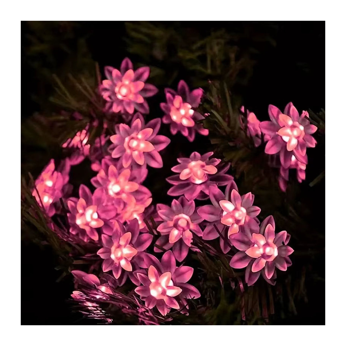 Wasserdichte Solar LED Lichterkette in Lotus und Kirschblüten-Design für den Garten, Rosa - Bild 2
