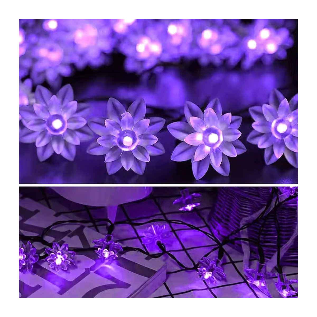 Wasserdichte Solar LED Lichterkette in Lotus und Kirschblüten-Design für den Garten, Rosa - Bild 4
