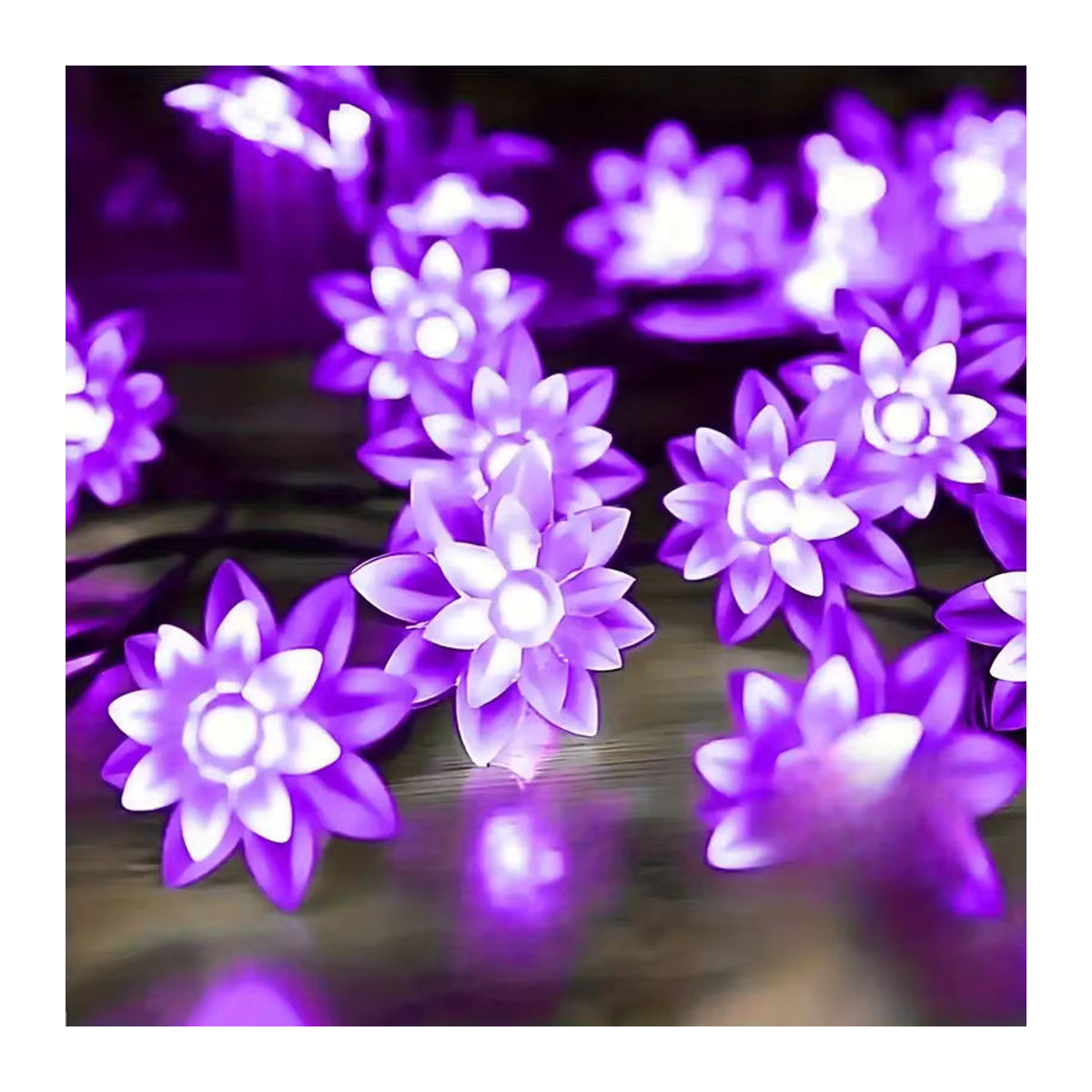 Wasserdichte Solar LED Lichterkette in Lotus und Kirschblüten-Design für den Garten, Rosa - Bild 5