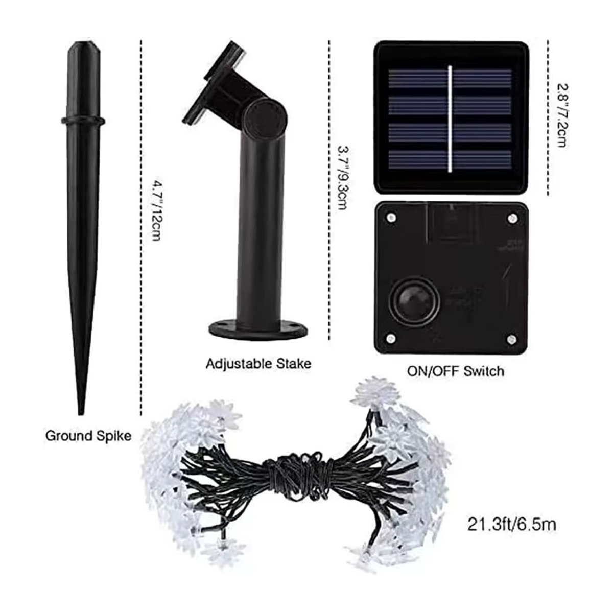 Wasserdichte Solar LED Lichterkette in Lotus und Kirschblüten-Design für den Garten, Rosa - Bild 6