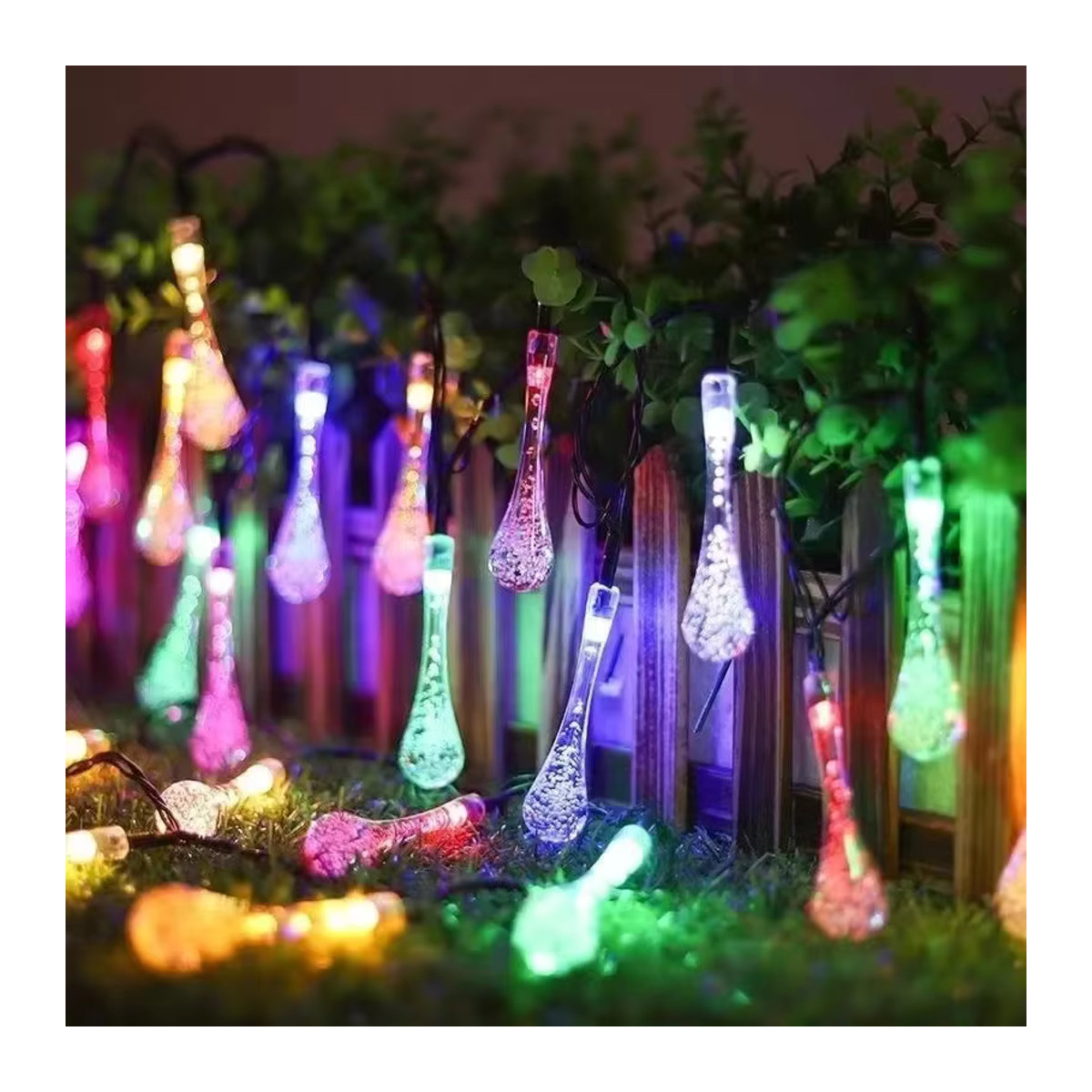 Wasserdichte Solar-LED-Lichterkette in Wassertropfen-Optik mit bunten LEDs für die Garten- und Außenbereichsdekoration - Bild 2
