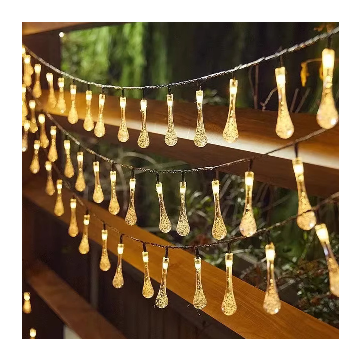 Wasserdichte Solar-LED-Lichterkette in Wassertropfen-Optik mit bunten LEDs für die Garten- und Außenbereichsdekoration - Bild 3