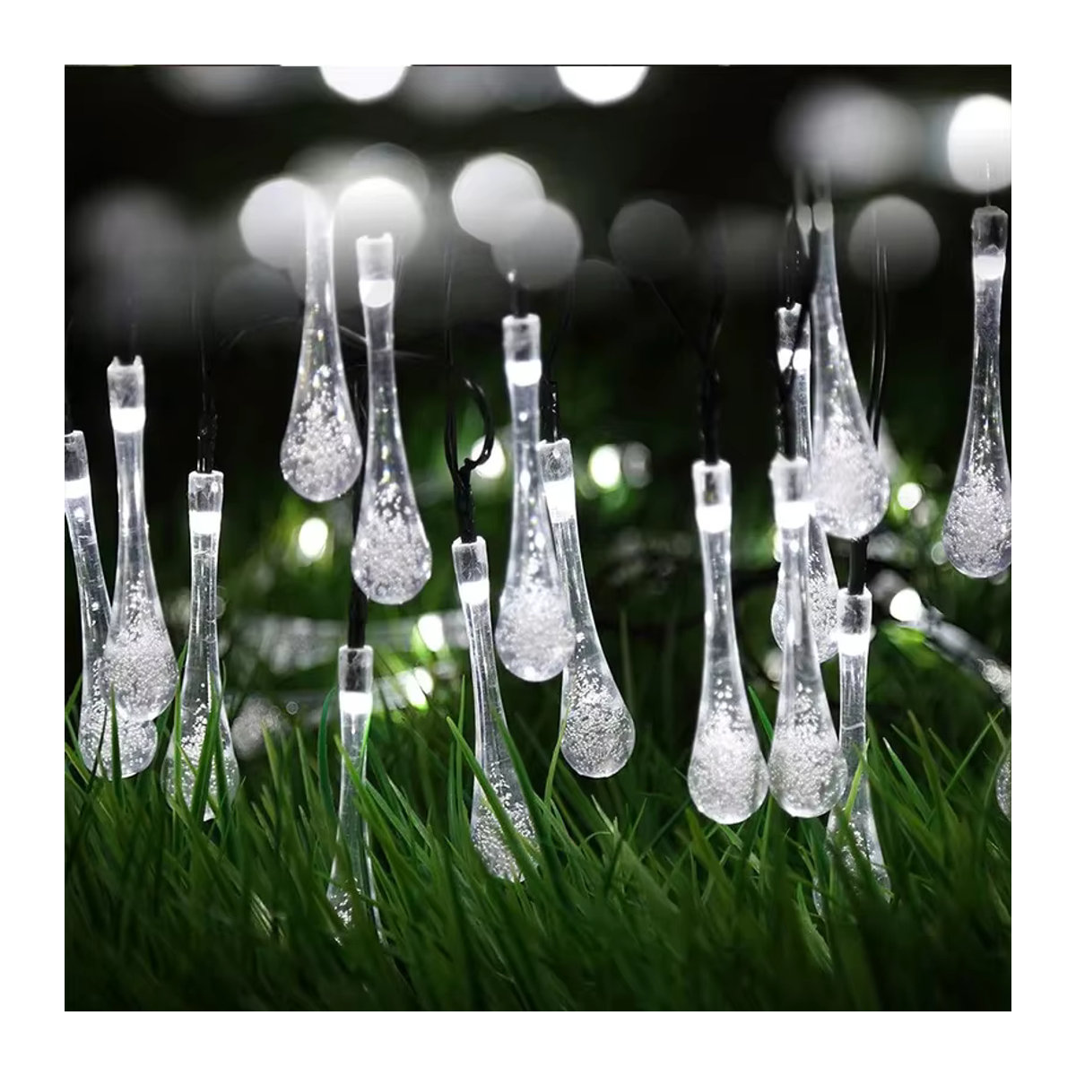 Wasserdichte Solar-LED-Lichterkette in Wassertropfen-Optik mit bunten LEDs für die Garten- und Außenbereichsdekoration - Bild 4