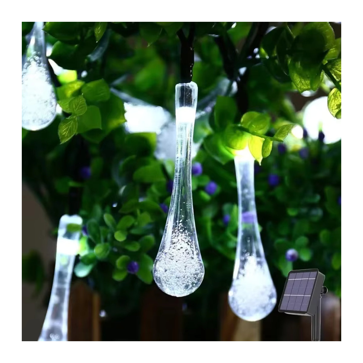 Wasserdichte Solar-LED-Lichterkette in Wassertropfen-Optik mit bunten LEDs für die Garten- und Außenbereichsdekoration - Bild 5
