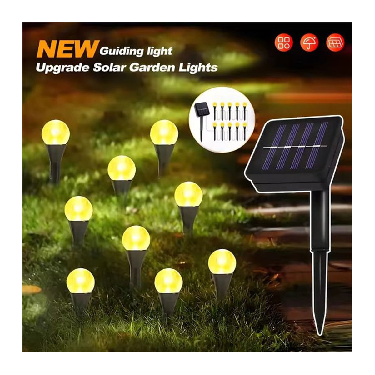 Wasserdichte Solar LED String Lichterkette in Schwarz für die Garten- und Landschaftsdekoration - Bild 1