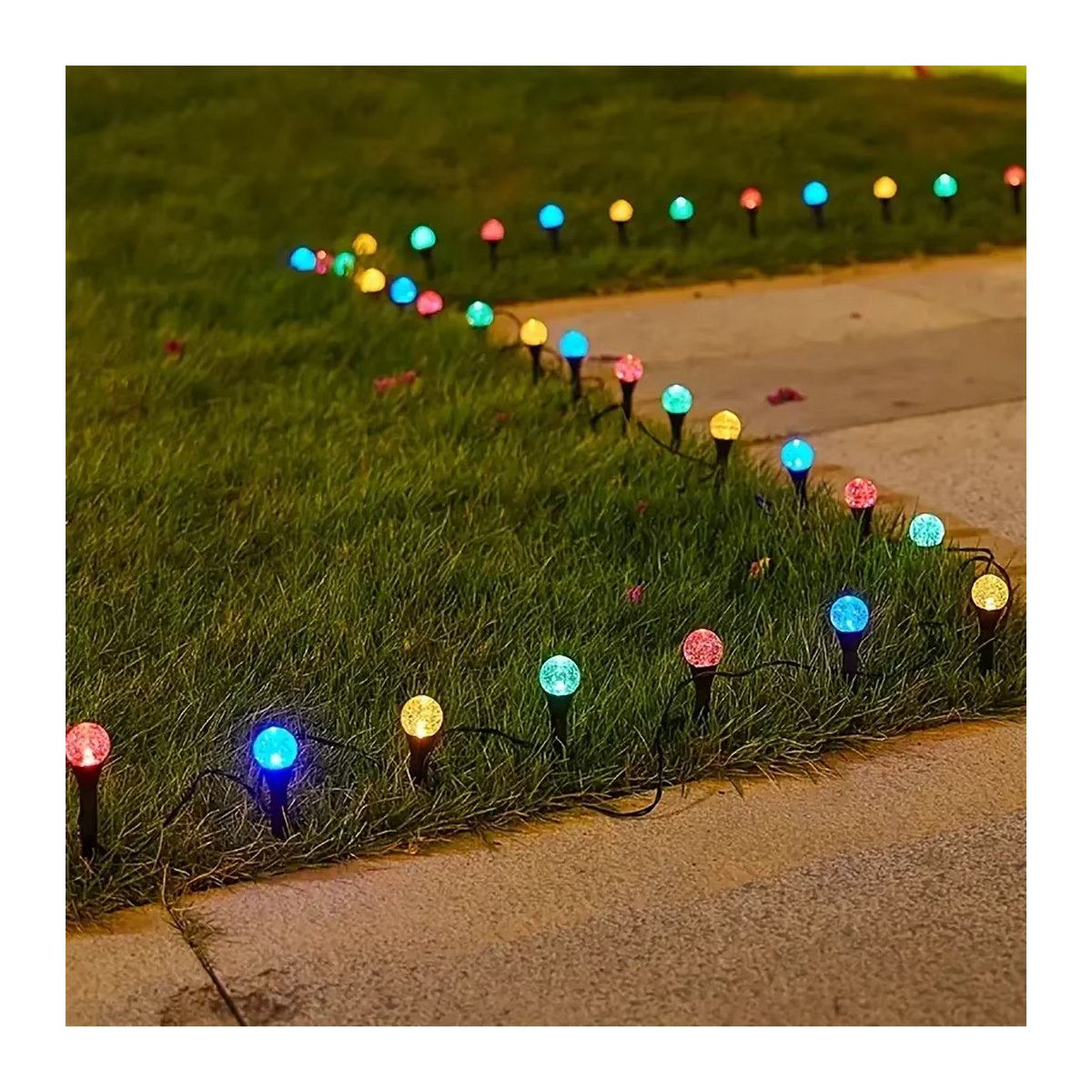 Wasserdichte Solar-LED-String-Lichterkette mit Blasen-Effekt in Bunt für die Garten- und Landschaftsdekoration - Bild 4