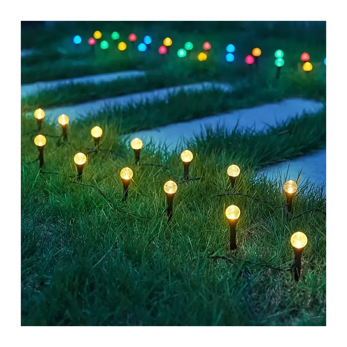 Wasserdichte Solar-LED-String-Lichterkette mit Blasen-Effekt in Bunt für die Garten- und Landschaftsdekoration - Bild 5