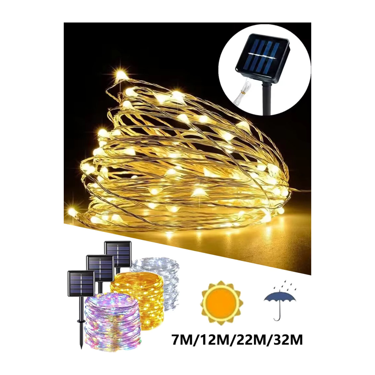 Wasserdichte Solar-Lichterkette mit 8 Modi für Garten, Terrasse und Außenbereich - Bild 7