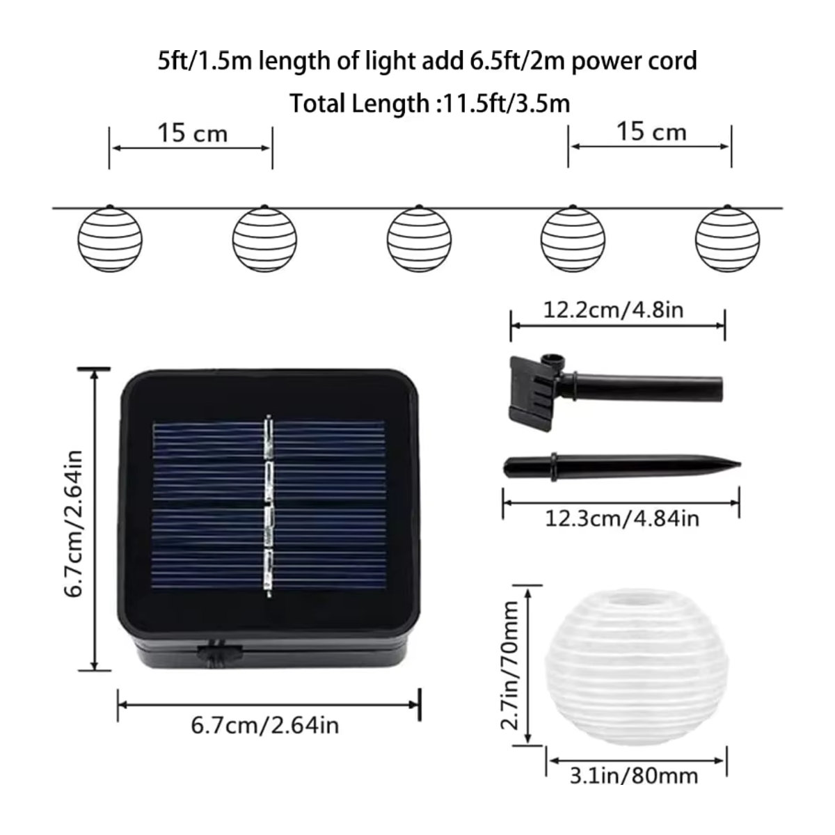 Wasserdichte Solar Outdoor Licht Girlande in Weiß im Bohemian Stil mit Papier Later - Bild 5