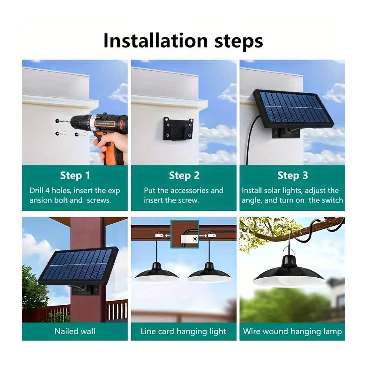 Wasserdichte Solar-Pendelleuchte im Industrial-Design mit Dämmerungssensor, Schwarz, IP65 - Bild 6