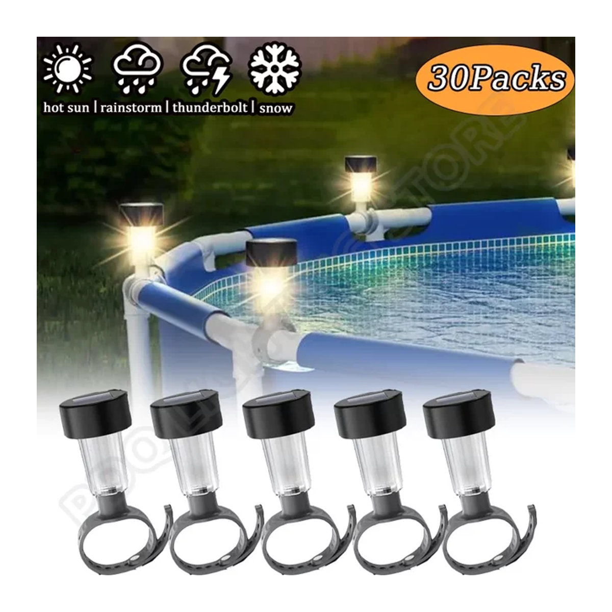 Wasserdichte Solar Pool LED Leuchten in Warmweiß mit Rahmen für Außenbereiche und Schwimmbad Zubehör in Schwarz - Bild 1
