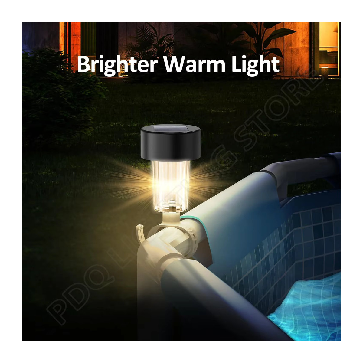 Wasserdichte Solar Pool LED Leuchten in Warmweiß mit Rahmen für Außenbereiche und Schwimmbad Zubehör in Schwarz - Bild 2