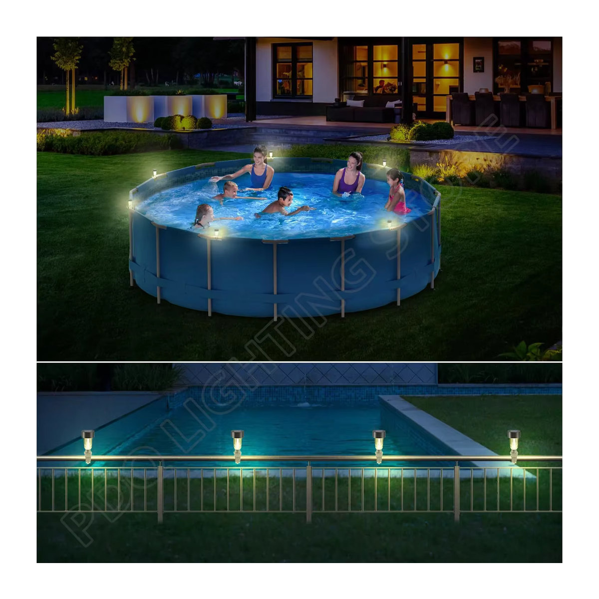 Wasserdichte Solar Pool LED Leuchten in Warmweiß mit Rahmen für Außenbereiche und Schwimmbad Zubehör in Schwarz - Bild 4