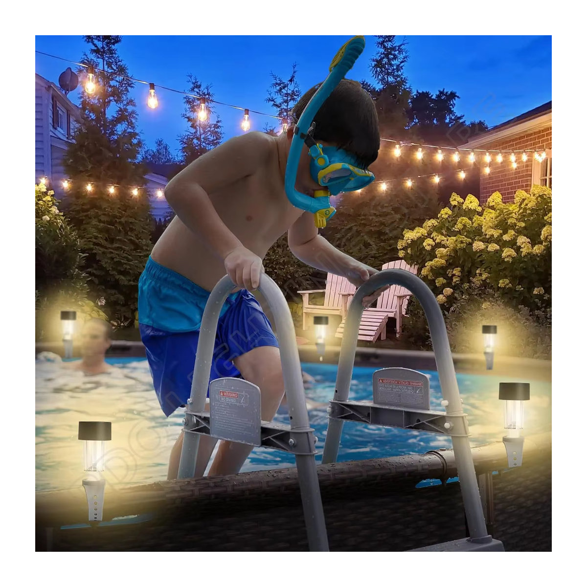 Wasserdichte Solar Pool LED Leuchten in Warmweiß mit Rahmen für Außenbereiche und Schwimmbad Zubehör in Schwarz - Bild 6
