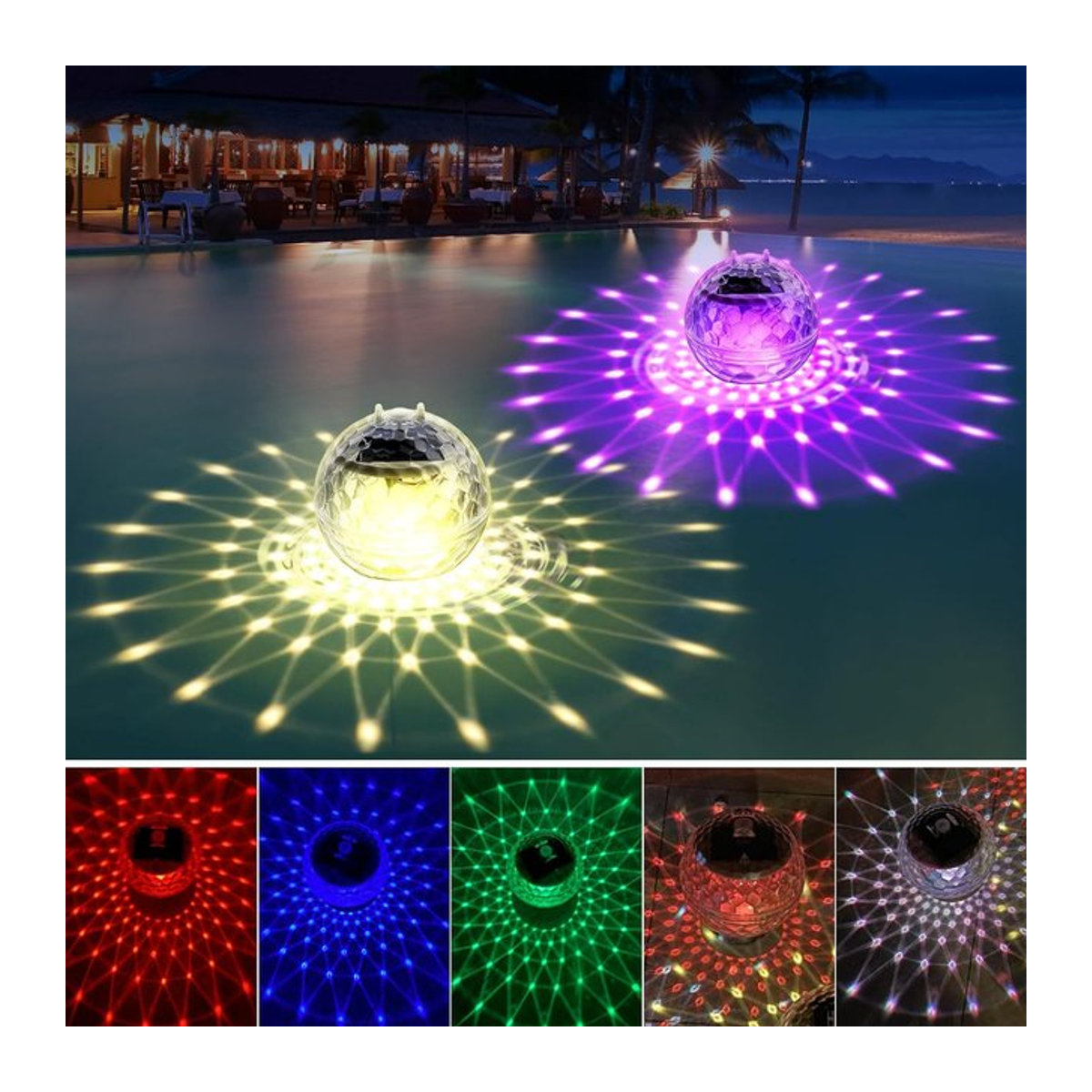 Wasserdichte Solar-Poolleuchten mit RGB-Farbwechsel für schwimmende Poolbeleuchtung - Bild 1