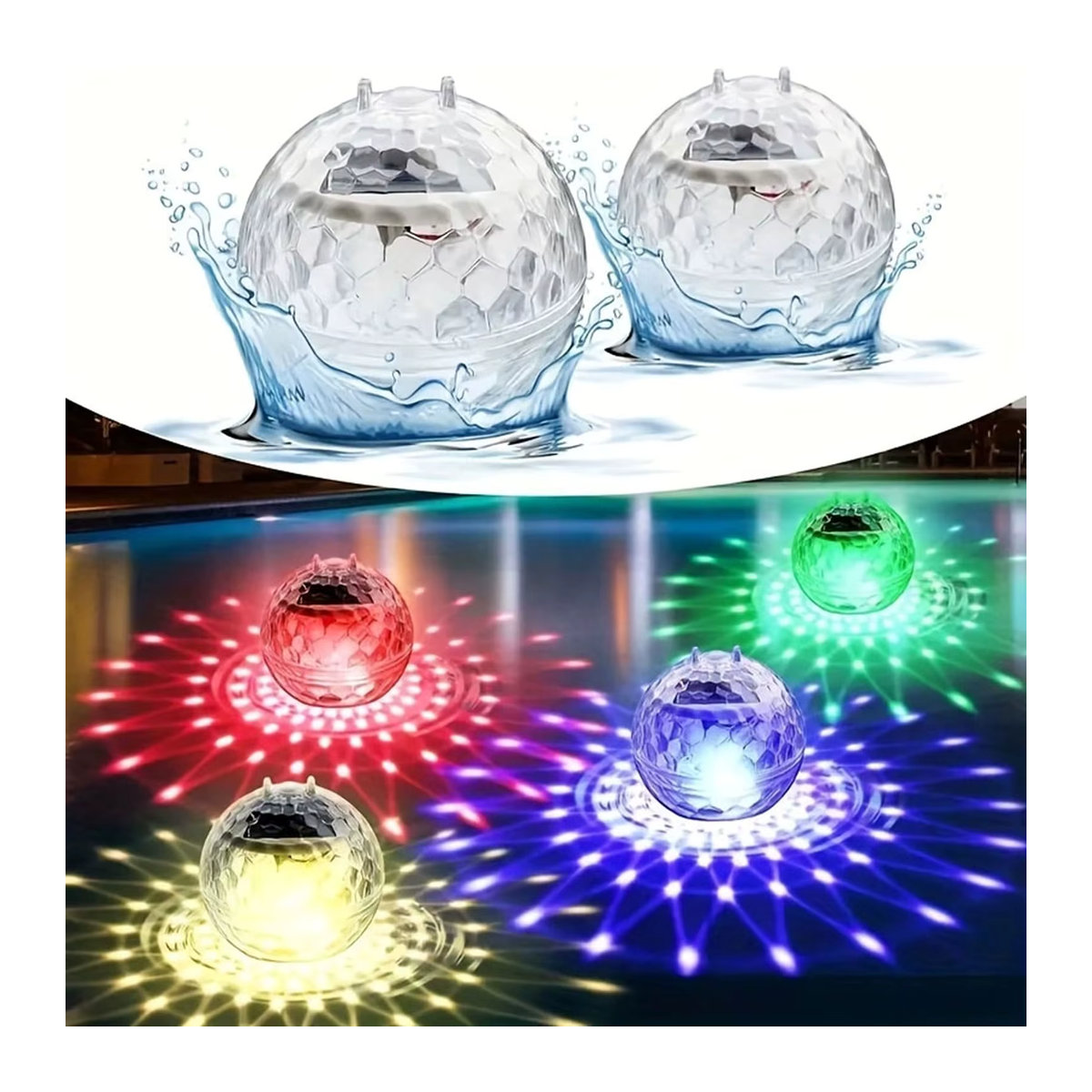 Wasserdichte Solar-Poolleuchten mit RGB-Farbwechsel für schwimmende Poolbeleuchtung - Bild 2