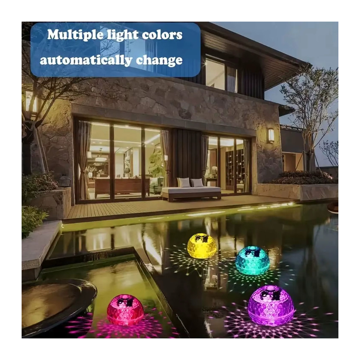 Wasserdichte Solar-Poolleuchten mit RGB-Farbwechsel für schwimmende Poolbeleuchtung - Bild 4