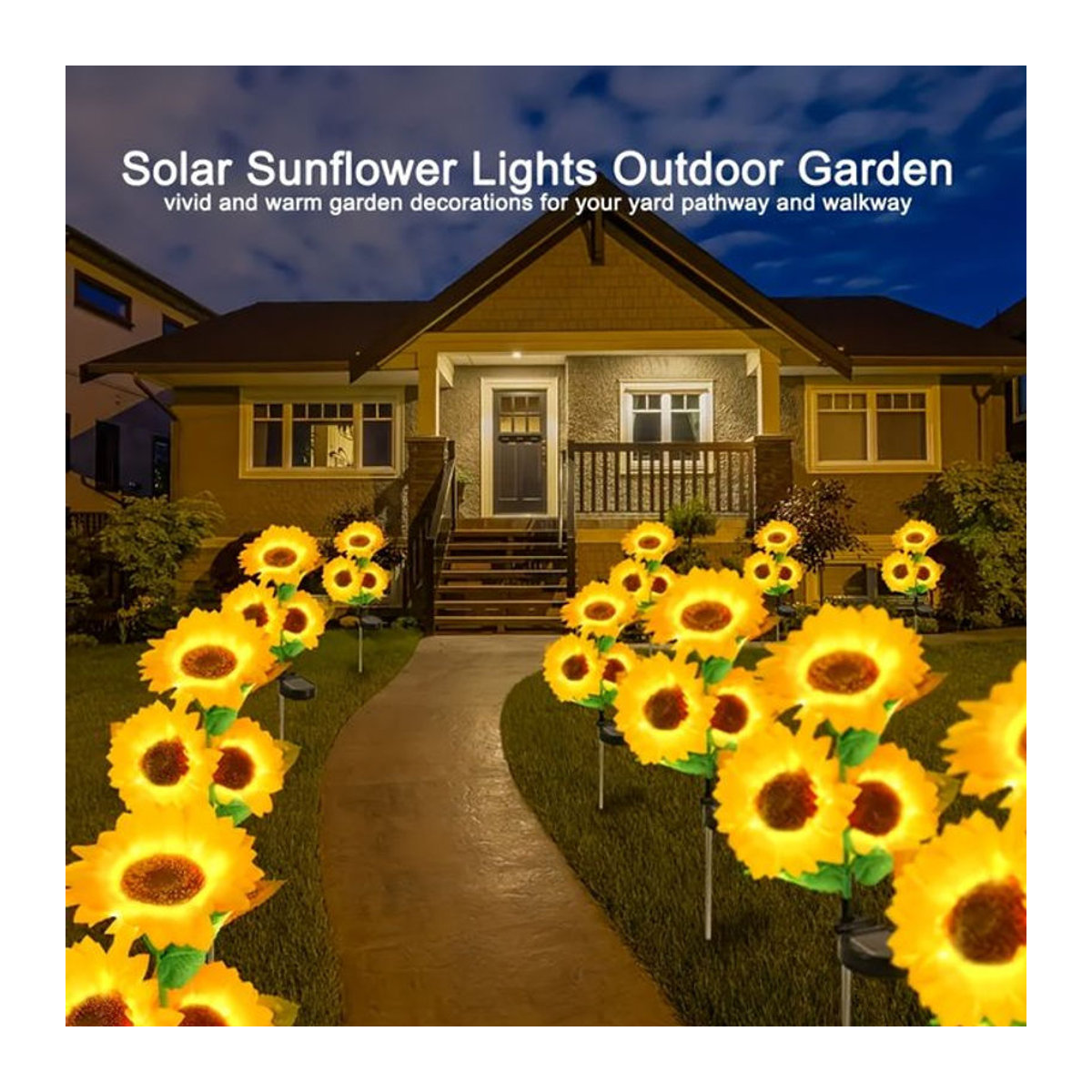 Wasserdichte Solar-Sonnenblumen-Gartenleuchte mit warmweißem LED-Licht in Gelb und Weiß zur Dekoration von Garten, Terrasse und Rasen - Bild 1