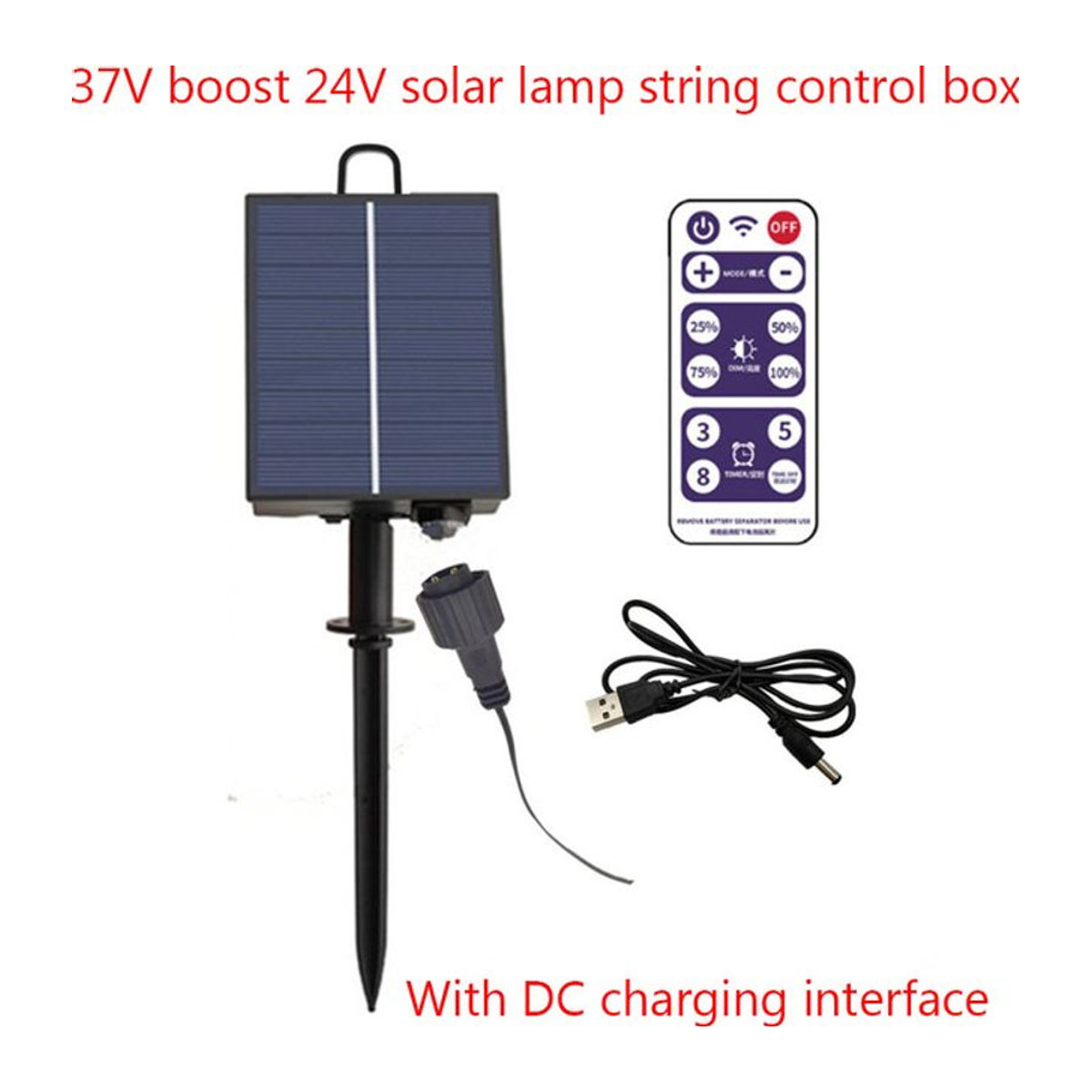 Wasserdichte Solar String Fairy Lights mit großem Solarpanel und Schnellladefunktion für die Gartendekoration in Schwarz - Bild 1