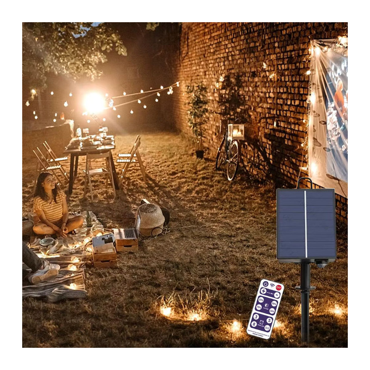 Wasserdichte Solar String Fairy Lights mit großem Solarpanel und Schnellladefunktion für die Gartendekoration in Schwarz - Bild 3