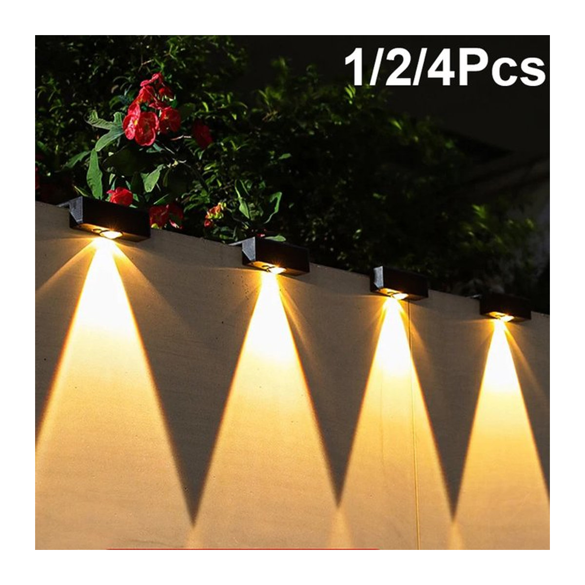 Wasserdichte Solar-Wandleuchte in Schwarz für Garten und Außenbereich im minimalistischen Design - Bild 1
