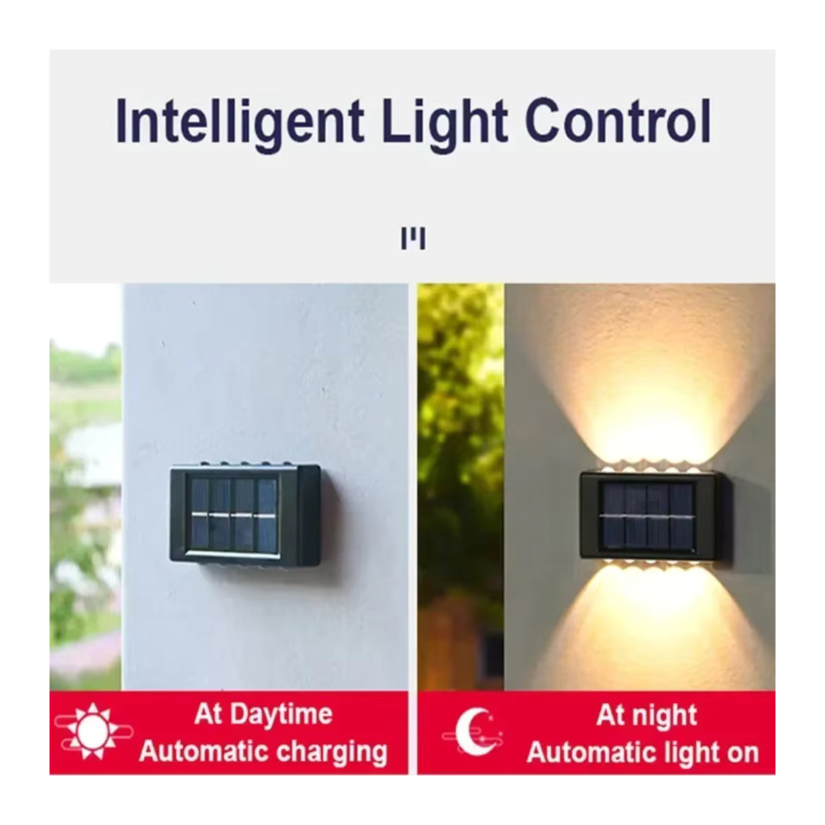 Wasserdichte Solar Wandleuchte mit 4 LED Perlen für Garten und Hof in Schwarz - Bild 2