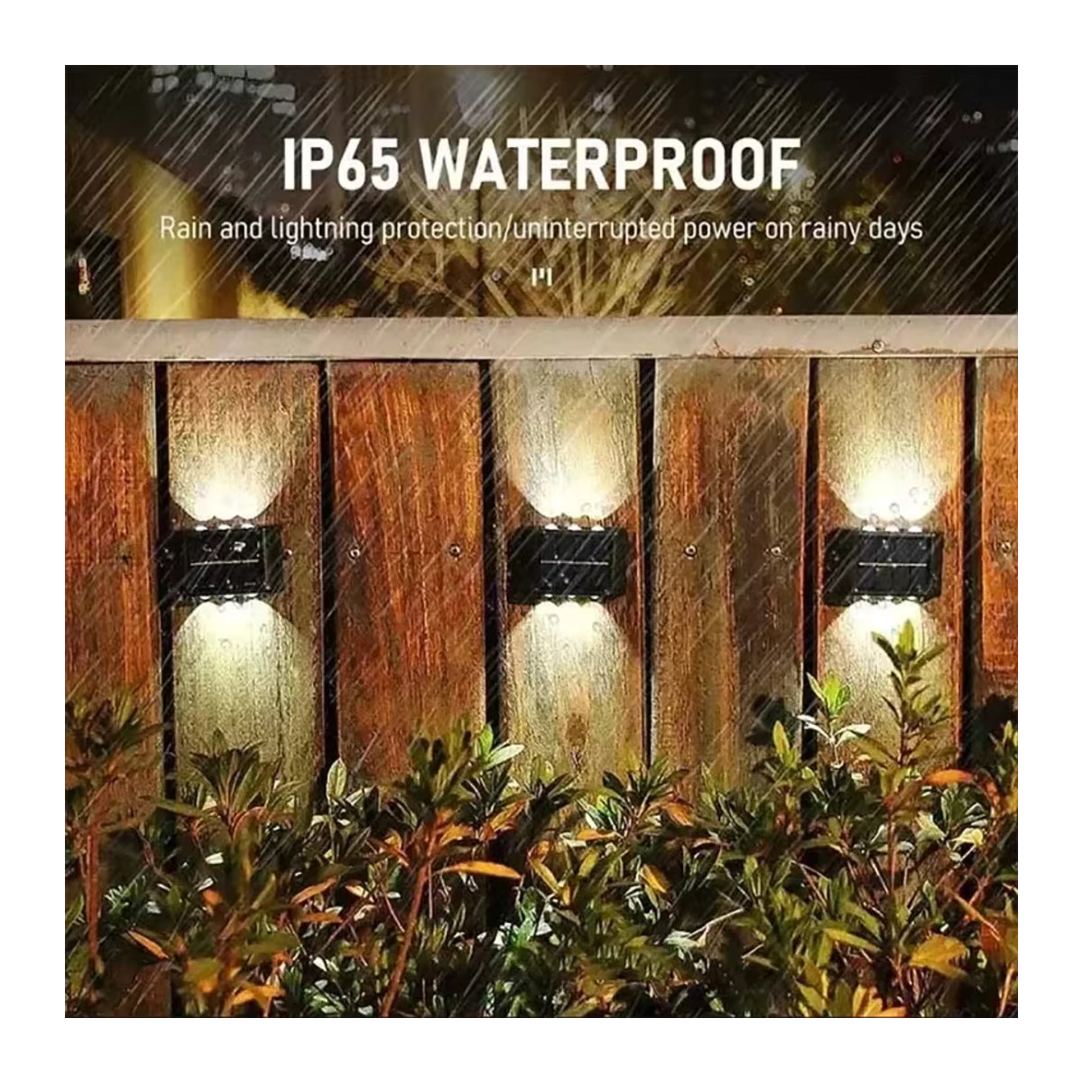 Wasserdichte Solar Wandleuchte mit 4 LED Perlen für Garten und Hof in Schwarz - Bild 4