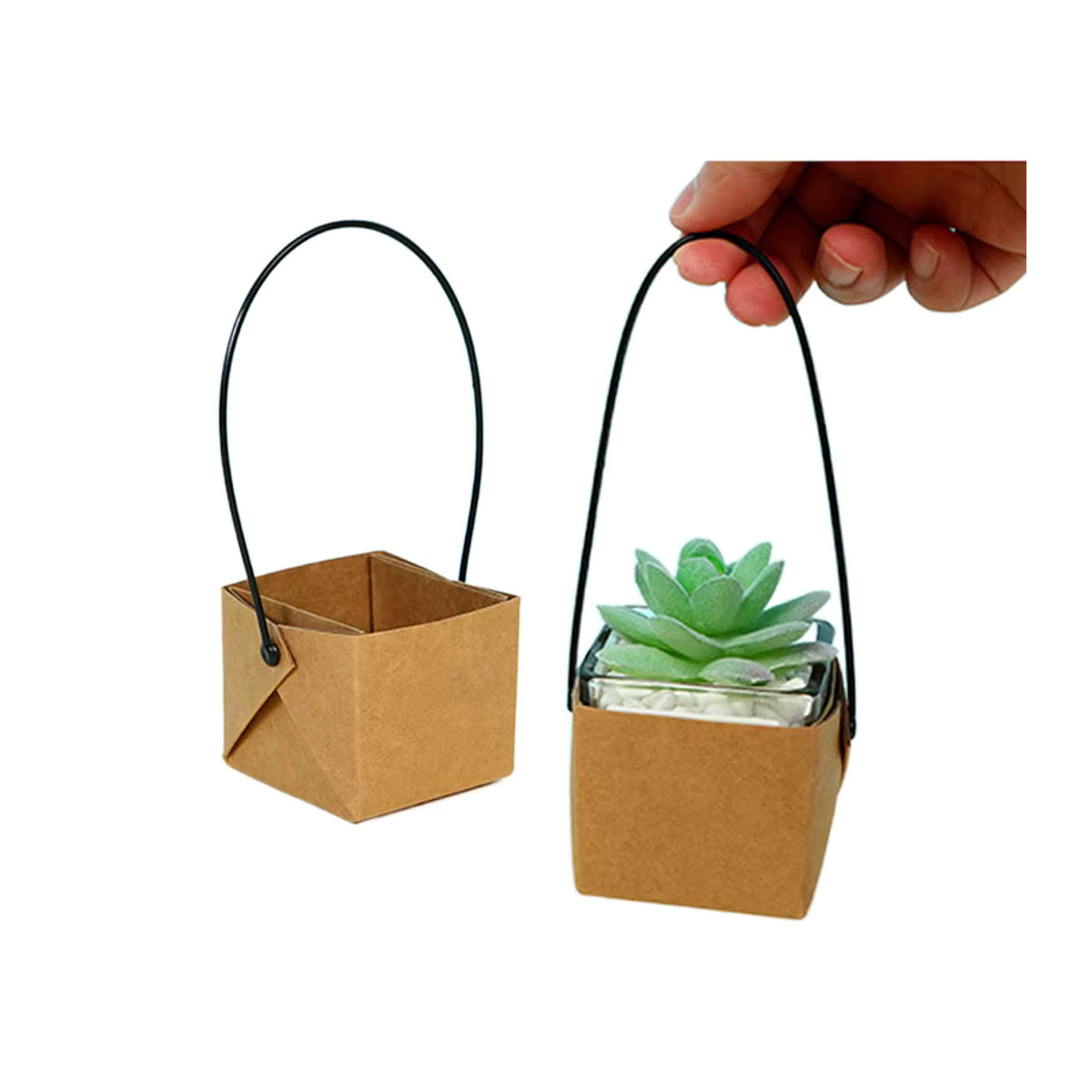 Wasserdichte Sukkulenten-Pflanzbox aus Kraftpapier von IFITU PUBO in Braun zur Dekoration für Balkon und Schreibtisch - Bild 3