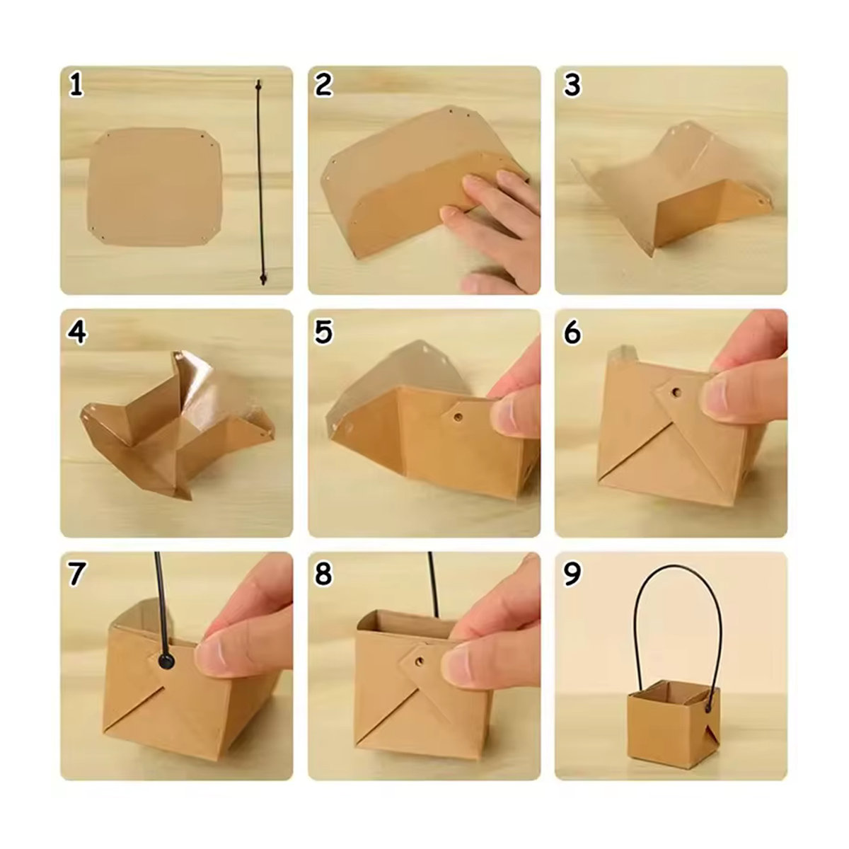 Wasserdichte Sukkulenten-Pflanzbox aus Kraftpapier von IFITU PUBO in Braun zur Dekoration für Balkon und Schreibtisch - Bild 4