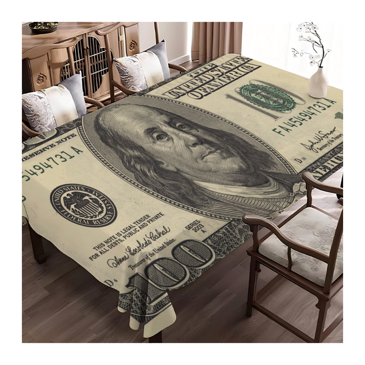 Wasserdichte Tischdecke mit Dollar-Muster in Grün für Tisch, Kaffee oder Bankett - Bild 1