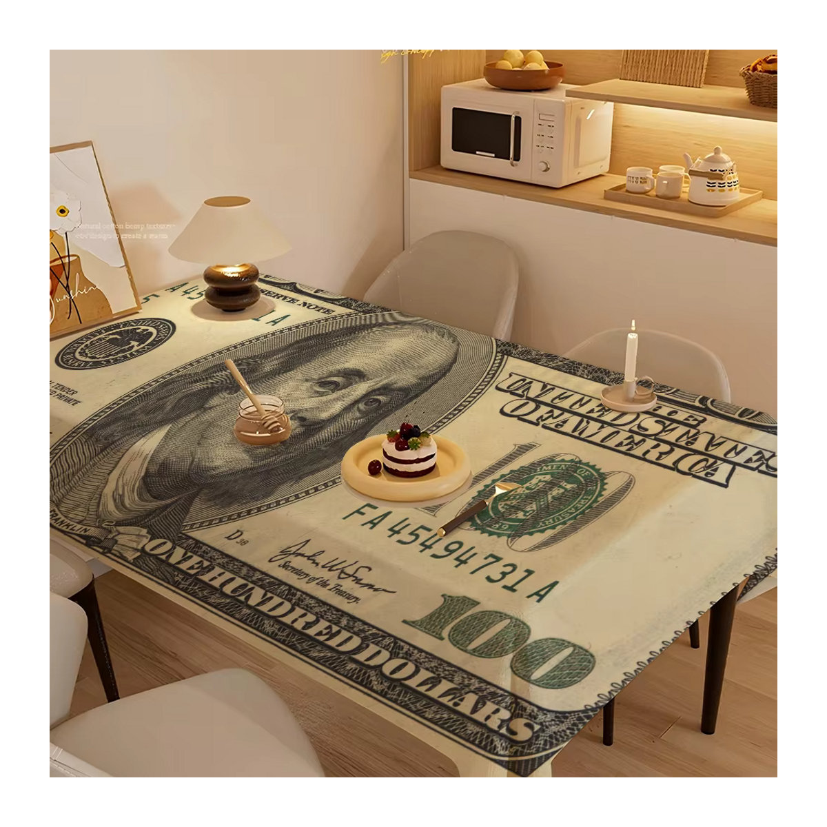 Wasserdichte Tischdecke mit Dollar-Muster in Grün für Tisch, Kaffee oder Bankett - Bild 6