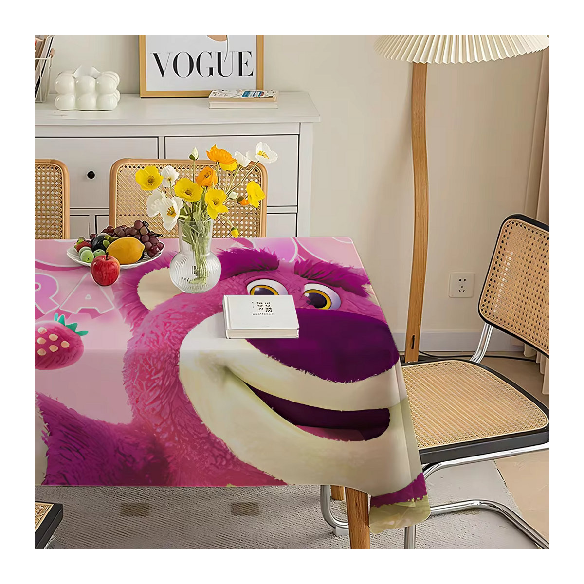 Wasserdichte Tischdecke Potdemiel mit Lotso Bär Motiv in Rosa für Küche und Hochzeit - Bild 3