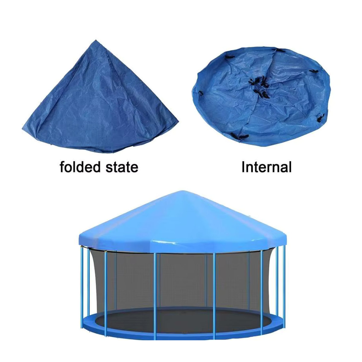 Wasserdichte Trampolin-Abdeckung mit Sonnenschutz in Blau für den Außenbereich - Bild 2