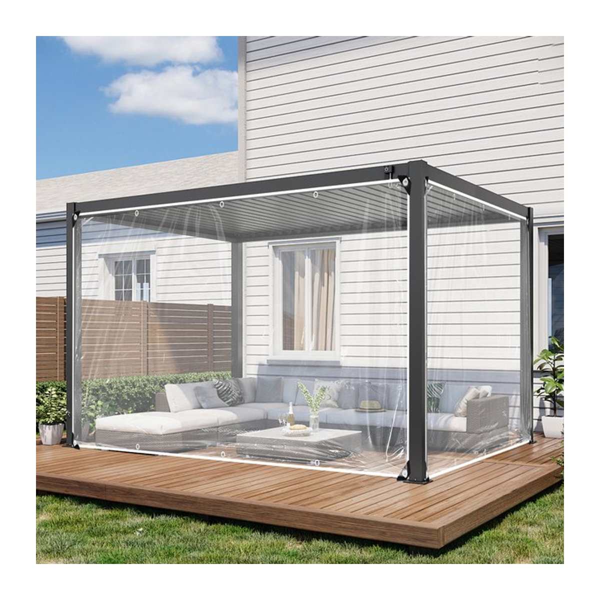 Wasserdichte transparente Planenvorhang-Abdeckung für Garten, Schuppen und Fenster zur Pflanzenisolierung und als winddichte Schutzplane - Bild 1