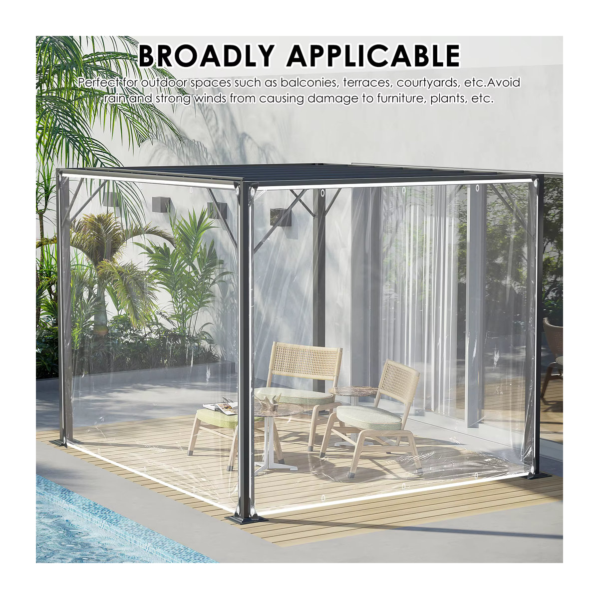 Wasserdichte transparente Planenvorhang-Abdeckung für Garten, Schuppen und Fenster zur Pflanzenisolierung und als winddichte Schutzplane - Bild 2