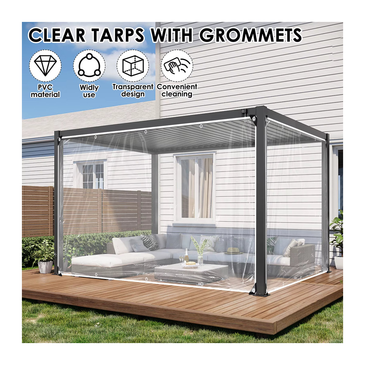 Wasserdichte transparente Planenvorhang-Abdeckung für Garten, Schuppen und Fenster zur Pflanzenisolierung und als winddichte Schutzplane - Bild 3