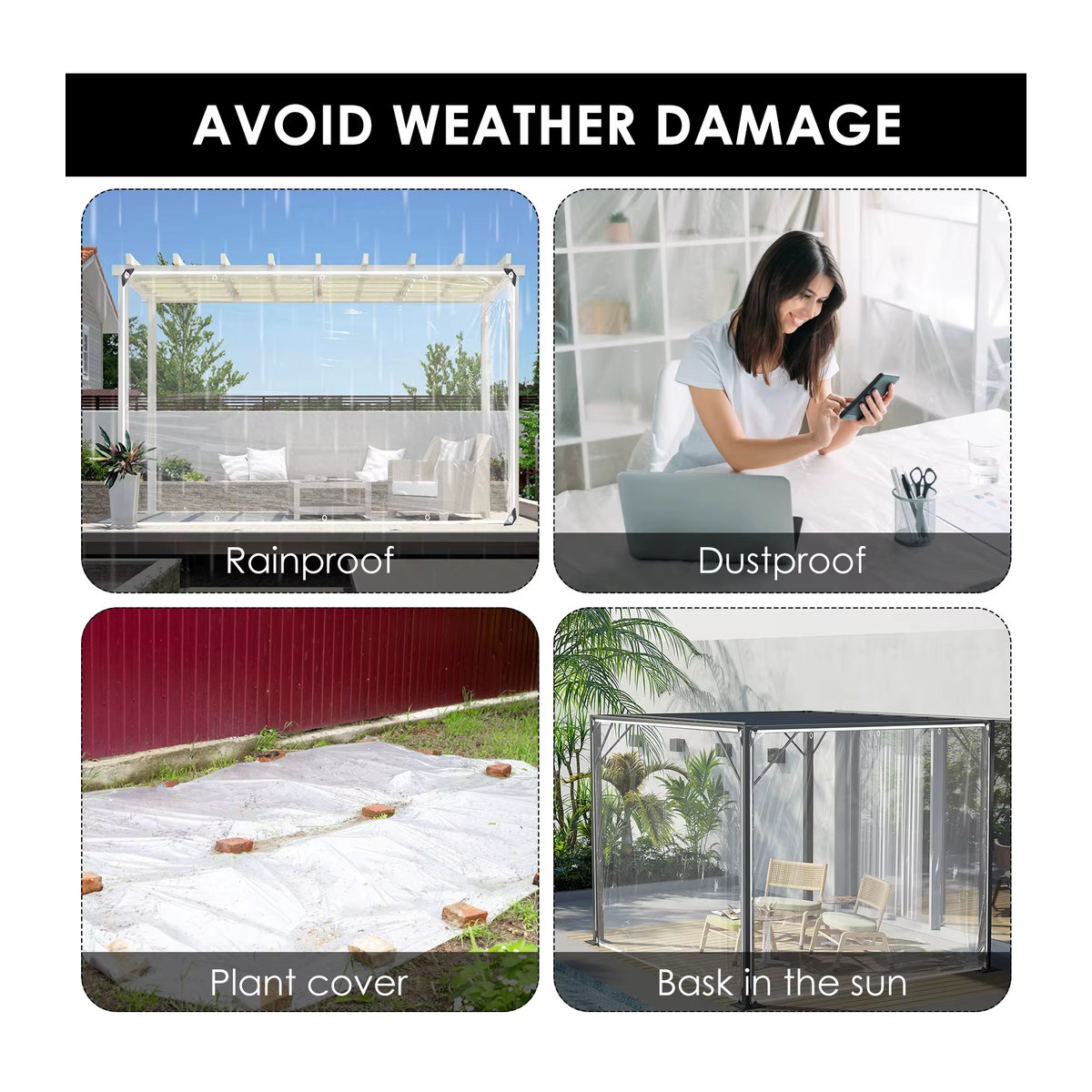 Wasserdichte transparente Planenvorhang-Abdeckung für Garten, Schuppen und Fenster zur Pflanzenisolierung und als winddichte Schutzplane - Bild 5