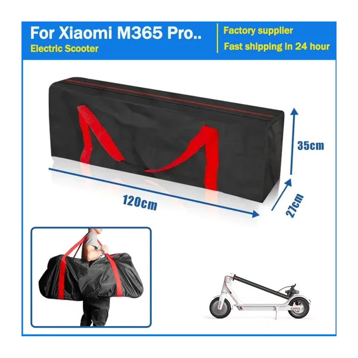 Wasserdichte und faltbare Tragetasche von LCQPTW für XIAOMI M365 Elektroroller und Skateboards in Schwarz oder Rot - Bild 1