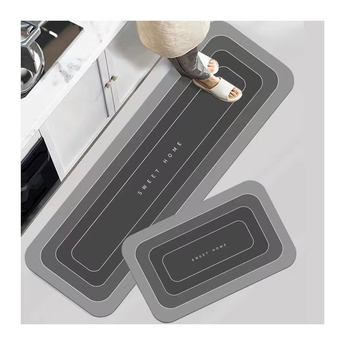 Wasserdichte und rutschfeste Küchenfußmatte, schmutzabweisender Teppich für den Eingangsbereich - Bild 4