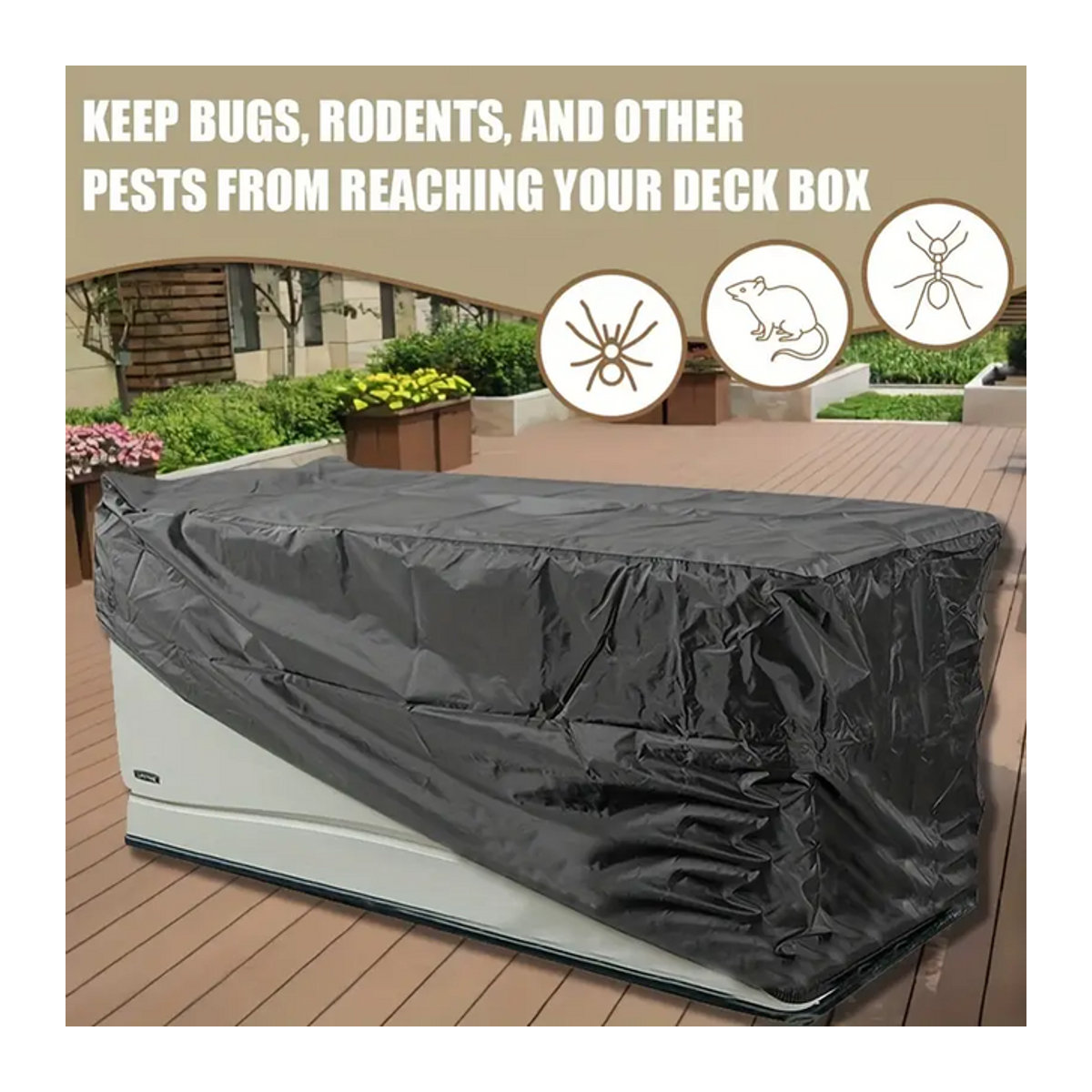 Wasserdichte und UV-beständige Terrassen-Deckbox-Abdeckung aus 210D Material in Schwarz oder Grau - Bild 1